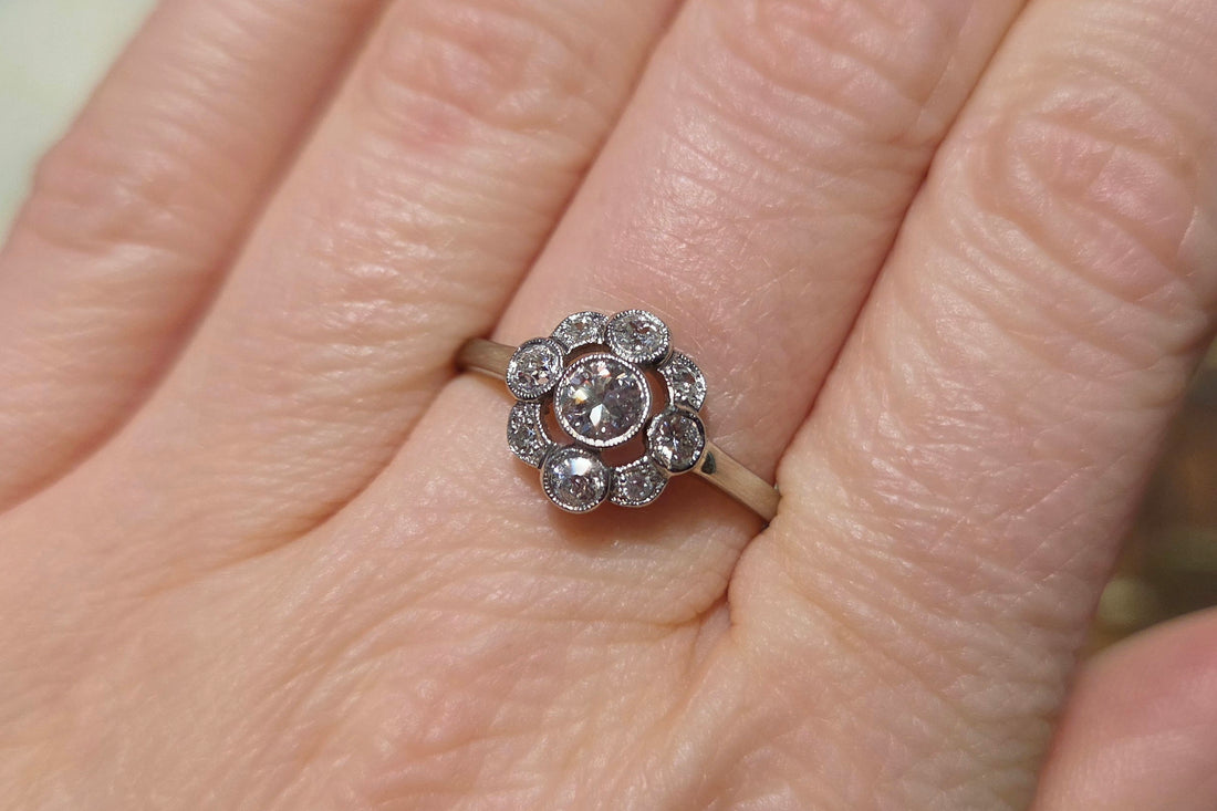 Antique five old cut diamond ring