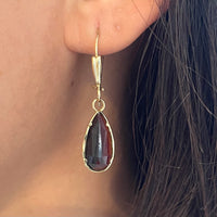 Garnet pendant earrings in 14 carat gold-Earrings-The Antique Ring Shop