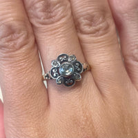 Rose diamond ring in silver and 14 carat gold-Vintage Rings-The Antique Ring Shop