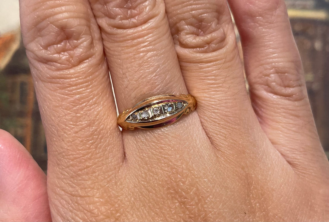 Edwardian rose cut diamond ring from 1918-The Antique Ring Shop