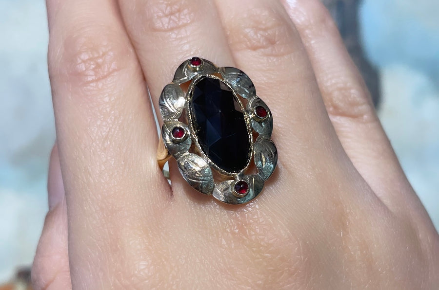 Vintage garnet ring in 14 carat gold-vintage rings-The Antique Ring Shop