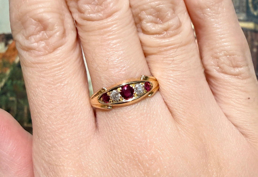 Victorian ruby and diamond ring from 1900-Antique rings-The Antique Ring Shop