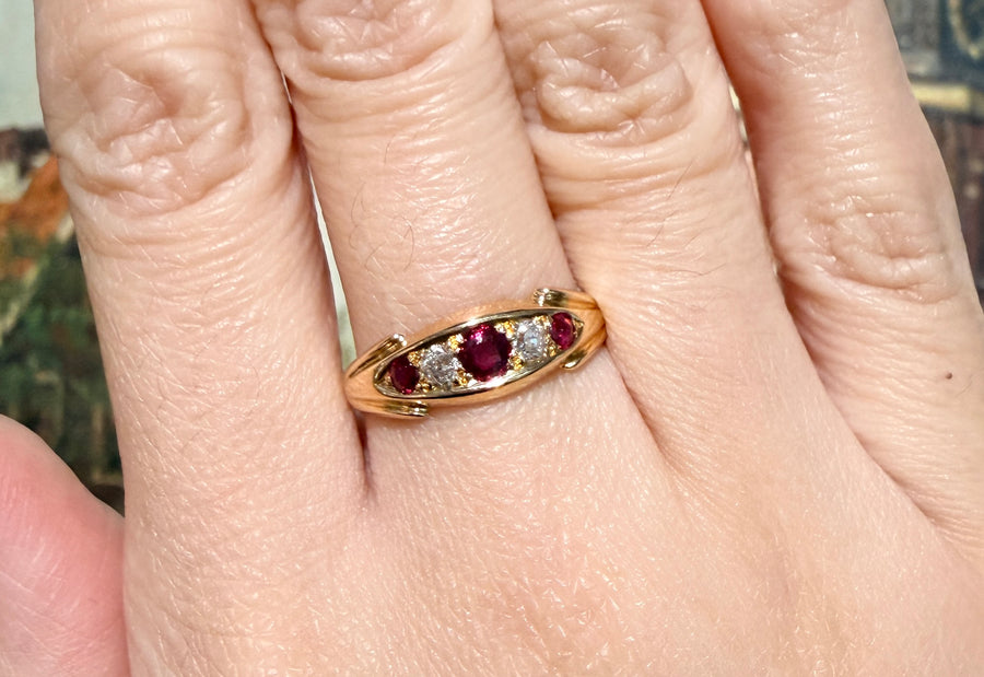 Victorian ruby and diamond ring from 1900-Antique rings-The Antique Ring Shop