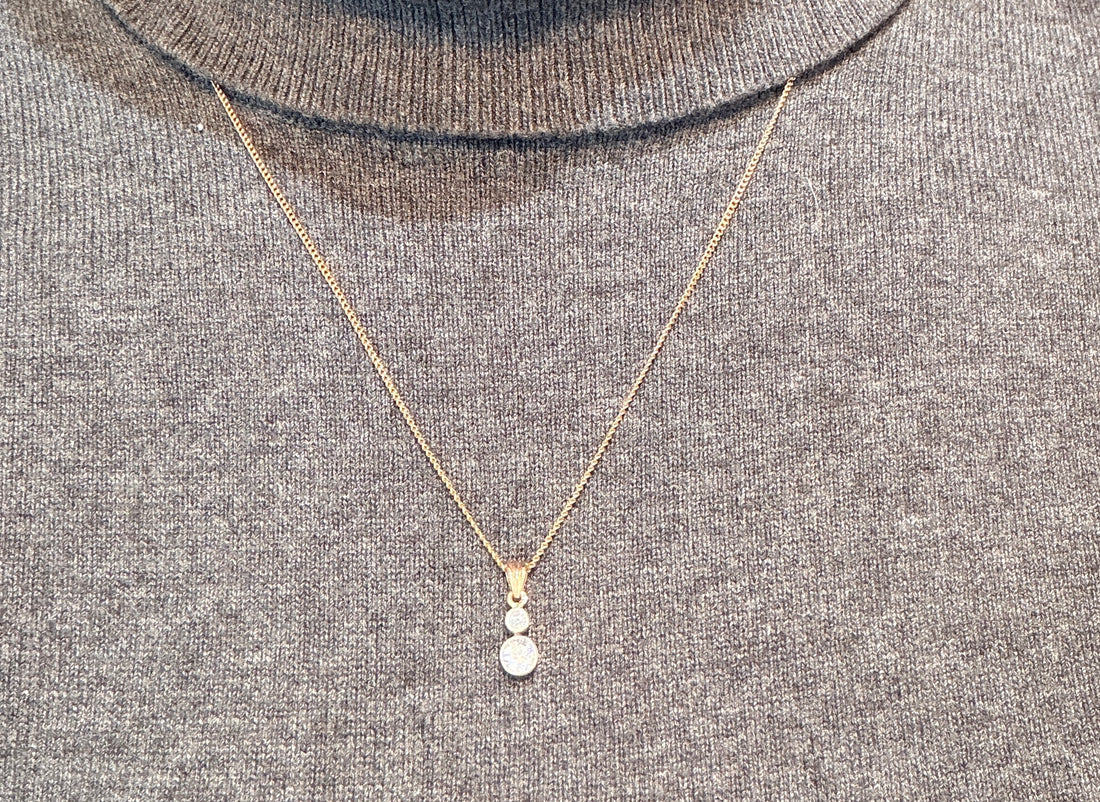 Old cut diamond pendant in 14 carat gold-Pendants-The Antique Ring Shop