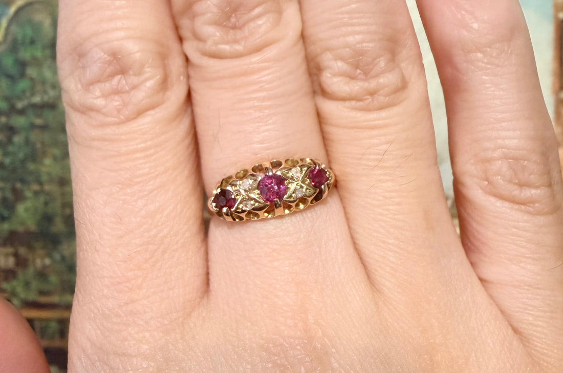 Edwardian ruby and rose diamond ring-Antique rings-The Antique Ring Shop