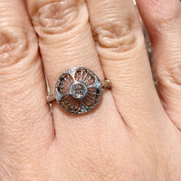 Art Deco filigree ring with old cut diamonds-Antique rings-The Antique Ring Shop