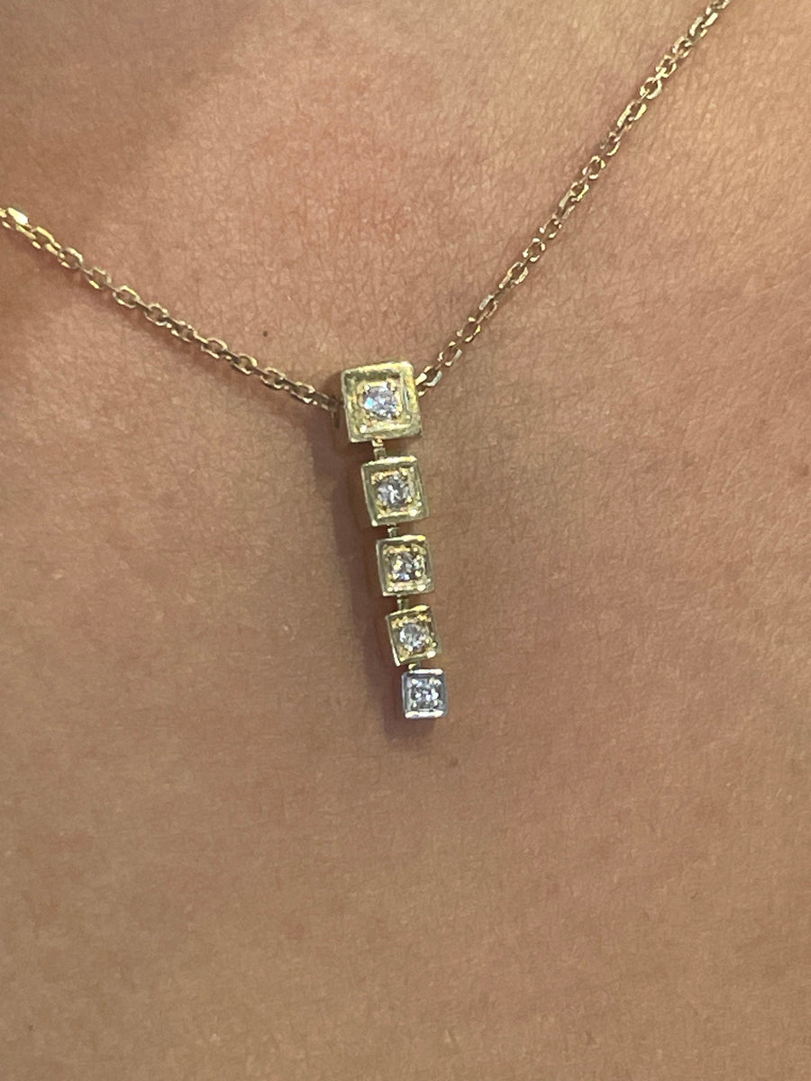 Diamond pendant in 14 carat gold-Pendants-The Antique Ring Shop