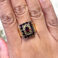 Vintage 14 carat gold ring with garnets-Vintage Rings-The Antique Ring Shop