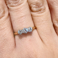 Vintage three stone brilliant cut diamond ring-engagement rings-The Antique Ring Shop