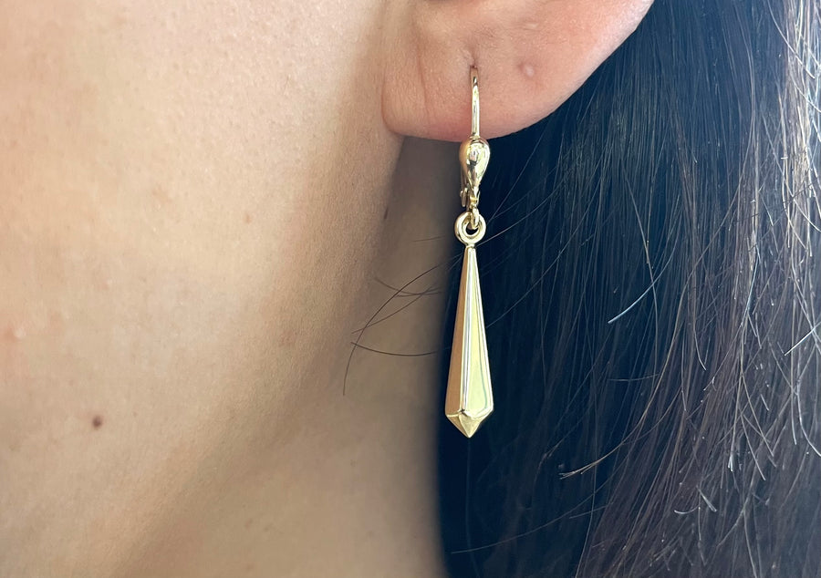 Vintage 14 carat gold pendant earrings-Earrings-The Antique Ring Shop