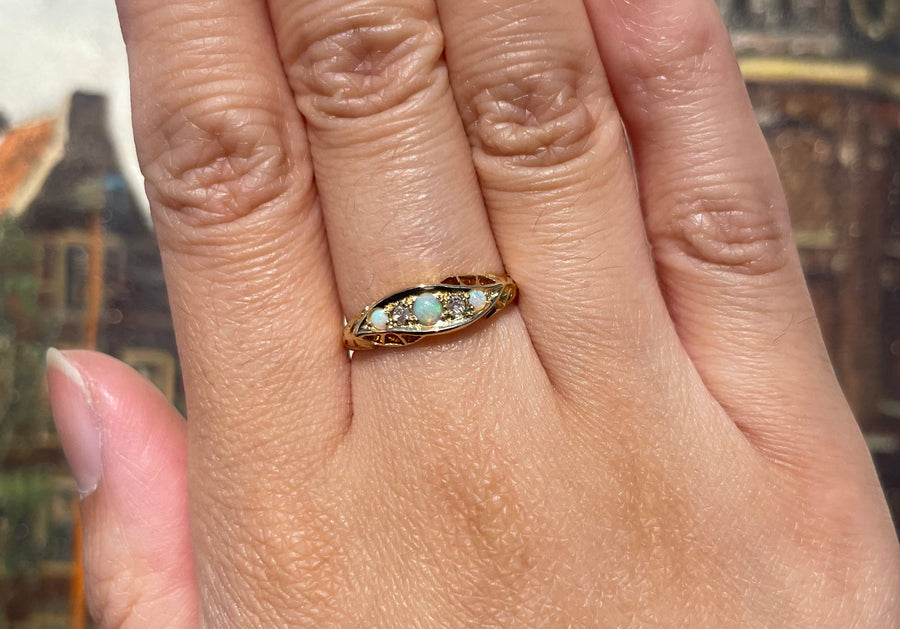 Antique opal and diamond ring from 1919-Antique rings-The Antique Ring Shop
