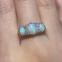 Edwardian opal and old cut diamond ring-Antique rings-The Antique Ring Shop