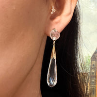 Vintage rock crystal pendant earrings-Earrings-The Antique Ring Shop