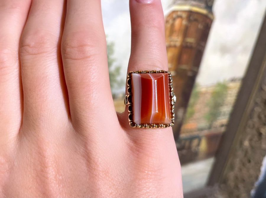 Vintage carnelain ring in 14 carat gold-vintage rings-The Antique Ring Shop