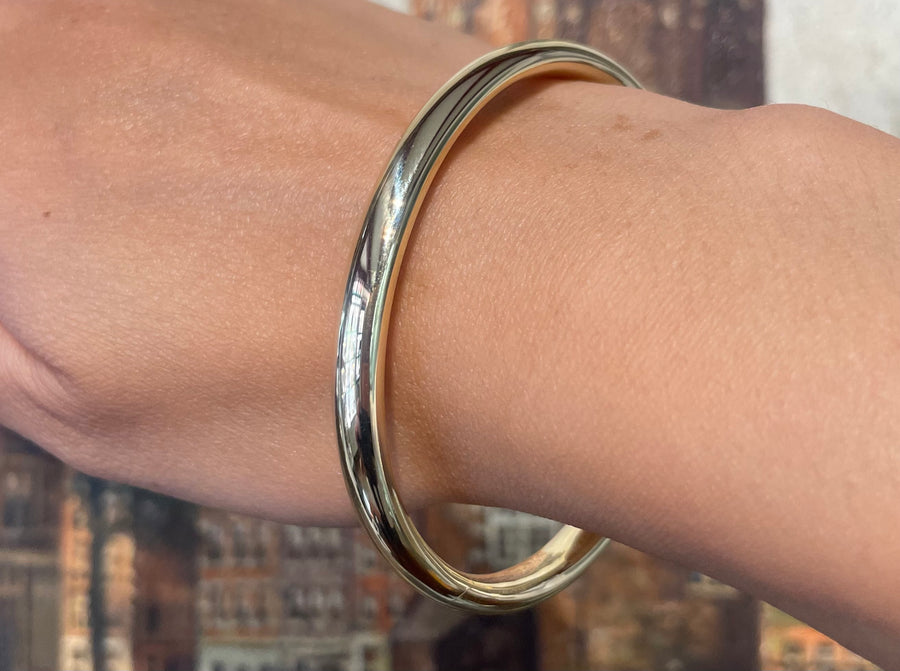 Vintage 14 carat gold hinged bracelet-Bracelets-The Antique Ring Shop