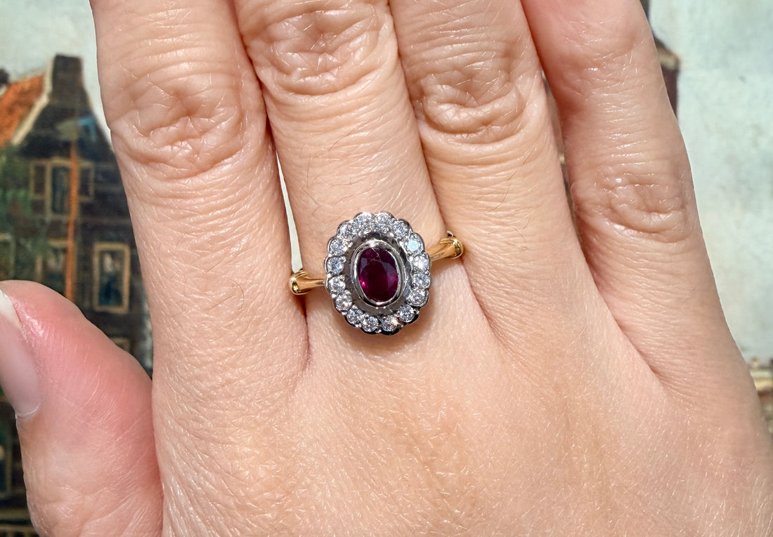 Vintage ruby and diamond ring-engagement rings-The Antique Ring Shop