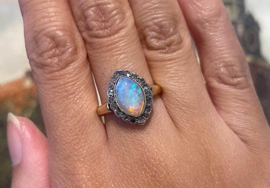 Victorian opal and rose diamond ring-Antique rings-The Antique Ring Shop