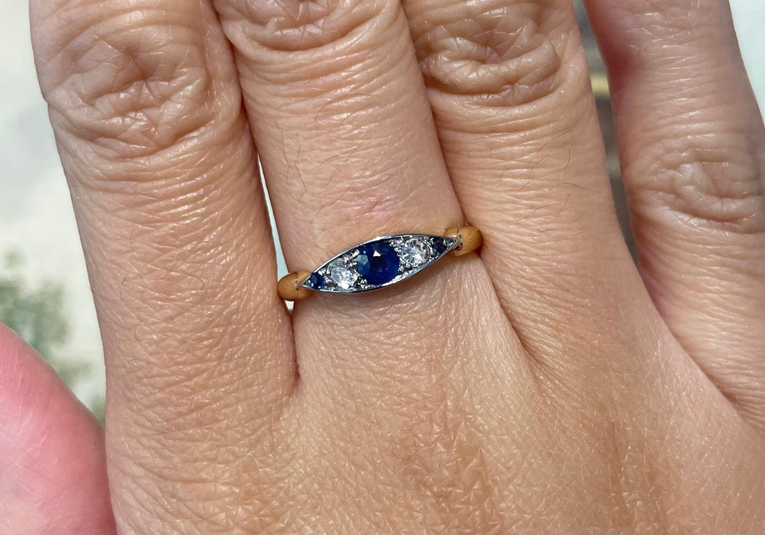 Edwardian sapphire and diamond ring-Antique rings-The Antique Ring Shop