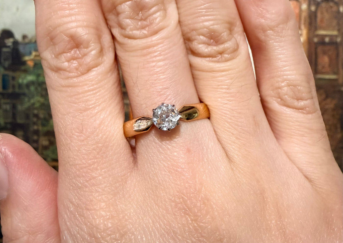 Old cut diamond solitaire ring-engagement rings-The Antique Ring Shop