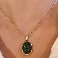 Nephrite jade pendant in 14 carat gold-Pendants-The Antique Ring Shop