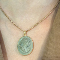 Lava Cameo in 18 carat gold-Pendants-The Antique Ring Shop