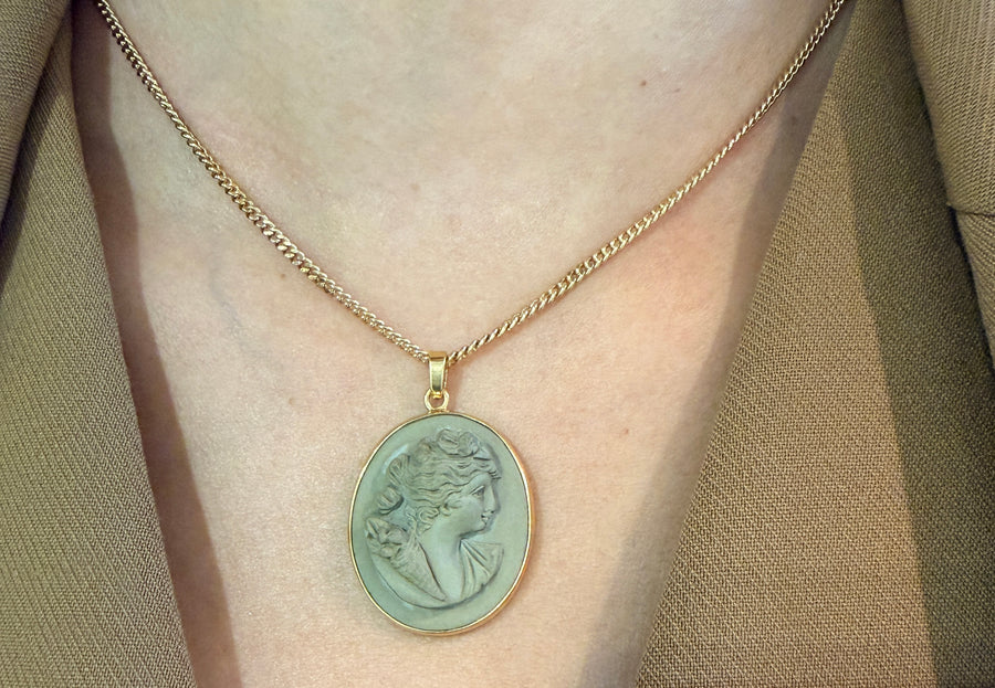Lava Cameo in 18 carat gold-Pendants-The Antique Ring Shop