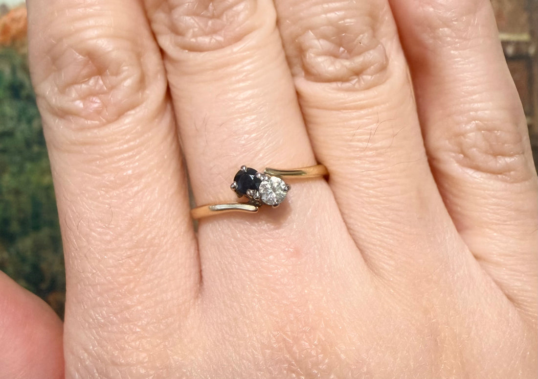 Sapphire and diamond Toi et Moi ring-The Antique Ring Shop
