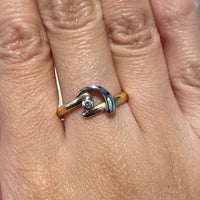 18 carat white and yellow gold diamond ring-Vintage Rings-The Antique Ring Shop