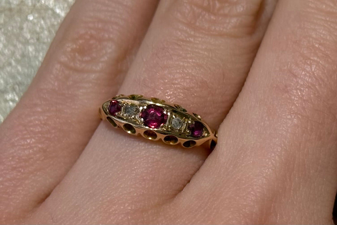 Edwardian period ruby and rose diamond ring-Antique rings-The Antique Ring Shop