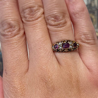 Victorian garnet and pearl ring from 1899-Antique rings-The Antique Ring Shop