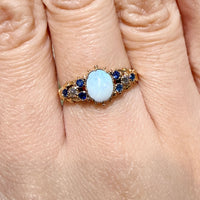 Victorian opal, sapphire and diamond ring-Antique rings-The Antique Ring Shop