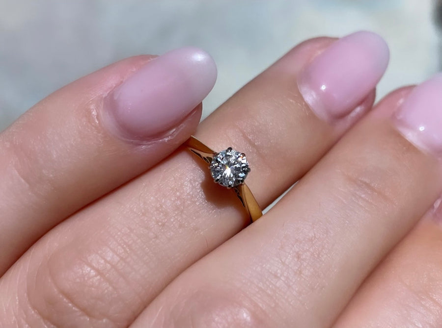 Vintage diamond solitaire ring-engagement rings-The Antique Ring Shop