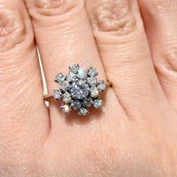 Snow flake diamond cluster ring in 14 carat gold-Vintage Rings-The Antique Ring Shop