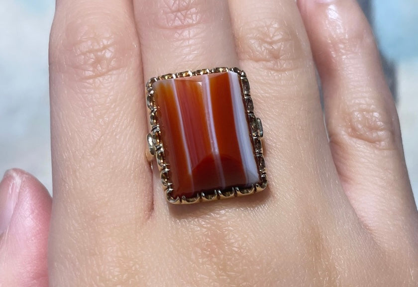 Vintage carnelian ring in 14 carat gold-vintage rings-The Antique Ring Shop