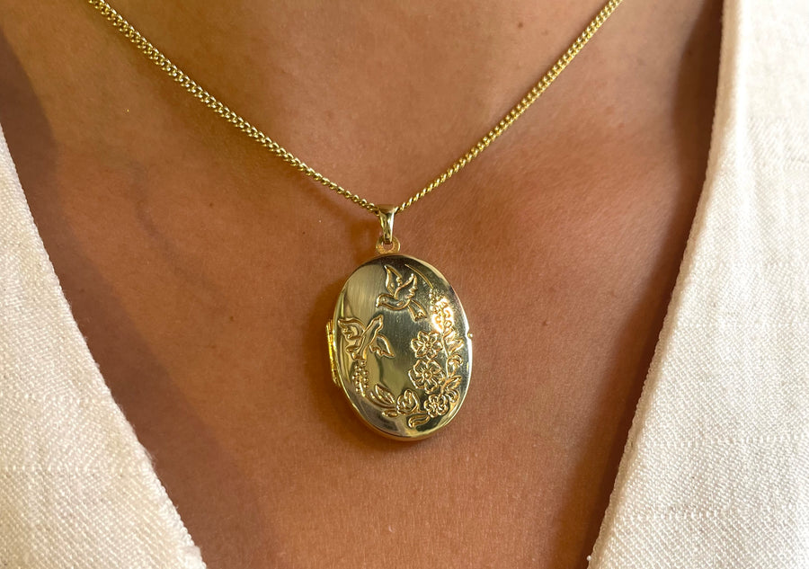 Vintage photo locket in 14 carat gold-Pendants-The Antique Ring Shop