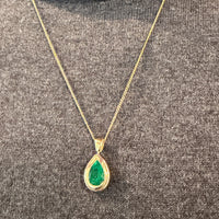 Emerald pendant in yellow and white gold-Pendants-The Antique Ring Shop