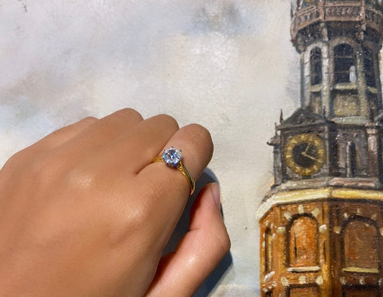 1.40 carat Old Mine cut diamond solitaire ring-engagement rings-The Antique Ring Shop