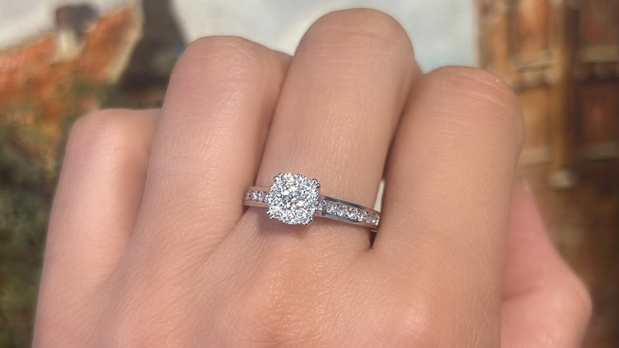 Platinum diamond cluster ring-engagement rings-The Antique Ring Shop