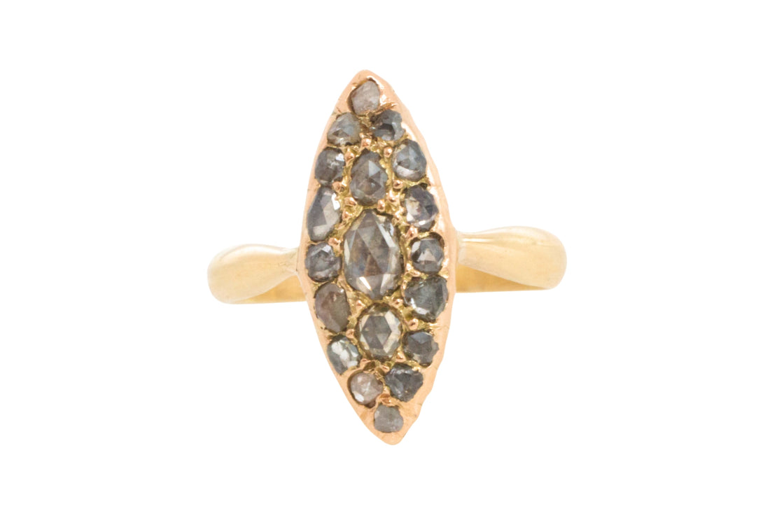 Antique rose diamond marquise ring