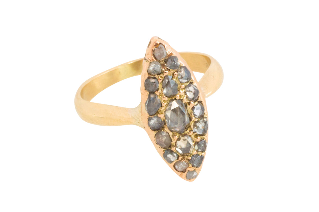 Antique rose diamond marquise ring