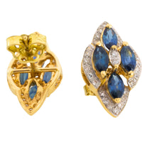 Sapphire and diamond marquise sdud earrings in 18 carat gold
