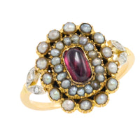 Tourmaline pearl and rose diamond ring-Antique rings-The Antique Ring Shop