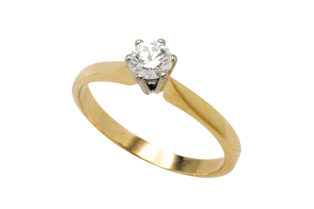 Diamond solitaire ring in 14 carat gold-engagement rings-The Antique Ring Shop