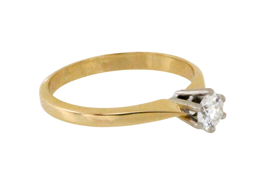Diamond solitaire ring in 14 carat gold-engagement rings-The Antique Ring Shop