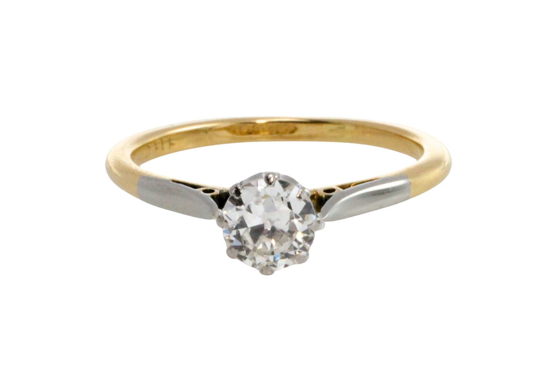 Diamond solitaire rig in plainum and gold-engagement rings-The Antique Ring Shop