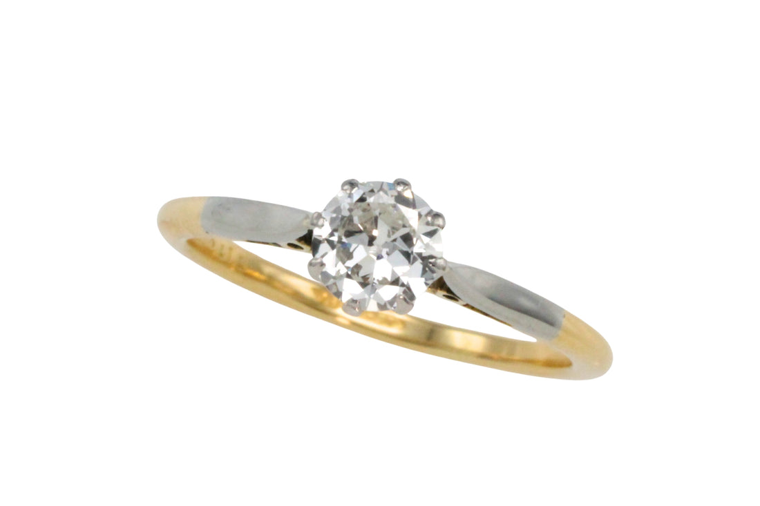 Diamond solitaire rig in plainum and gold-engagement rings-The Antique Ring Shop