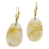 Rutilated quartz pendant earrings-Earrings-The Antique Ring Shop