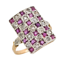 Art Deco ruby and diamond checker board ring-Antique rings-The Antique Ring Shop