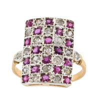 Art Deco ruby and diamond checker board ring-Antique rings-The Antique Ring Shop