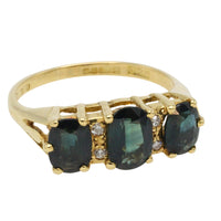 Peacock sapphire and diamond ring in 18 carat gold-The Antique Ring Shop